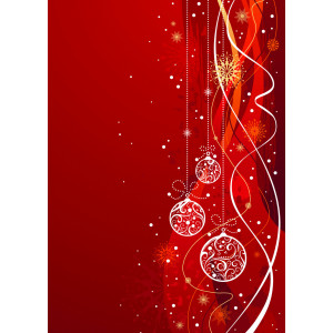 Holiday Greeting Card - Red Ornament Swirl